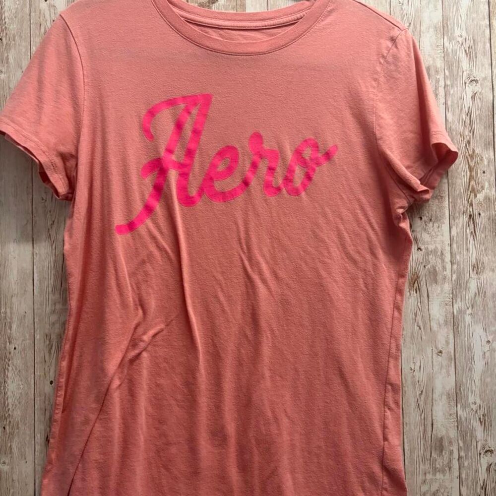 Aeropostale Women's Pink and Orange T-shirt